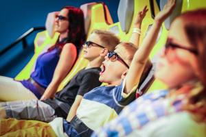 Family enjoying the 4D XD Theater at WonderWorks Pigeon Forge